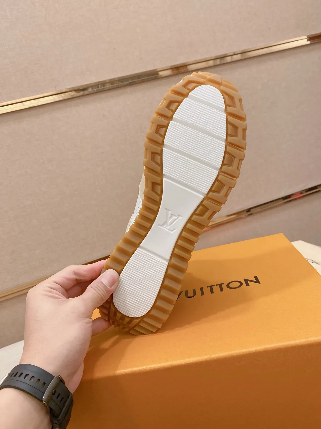 Louis Vuitton LV Trainer Beige and White Perforated Leather Lifestyle Sneakers 2
