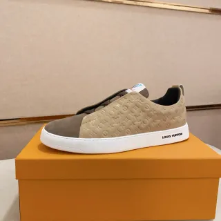 Louis Vuitton LV Trainer Beige Brown Slip-On Monogram-Embossed Lifestyle Sneakers