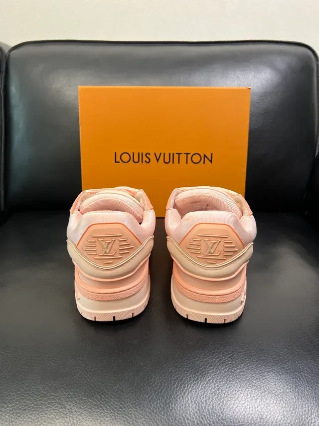لويس فويتون LV Trainer بيج بينك كعب منصة جلد طبقي وشبكة علوية حذاء رياضي سميك 3