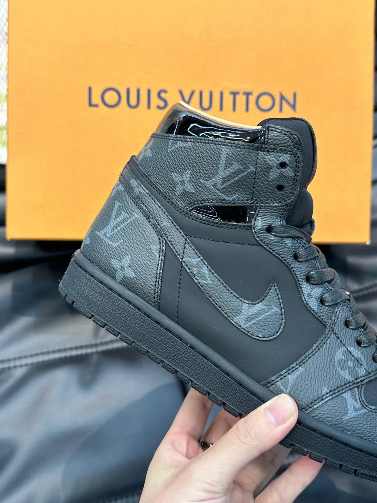 Louis Vuitton LV Trainer Black Beige Monogrammed Leather High-Top Silhouette Lifestyle Sneakers 3