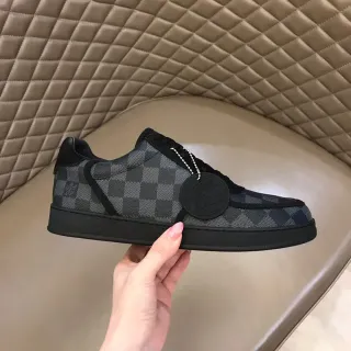 Louis Vuitton LV Trainer Black Gray Monogram Canvas Checkerboard Pattern Lifestyle Sneakers