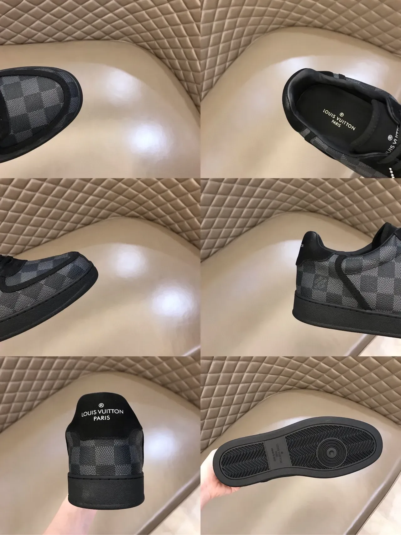 Louis Vuitton LV Trainer Black Gray Monogram Canvas Checkerboard Pattern Lifestyle Sneakers 2