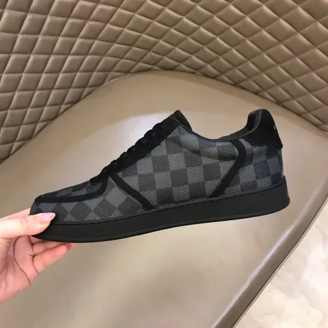 Louis Vuitton LV Trainer Black Gray Monogram Canvas Checkerboard Pattern Lifestyle Sneakers 3