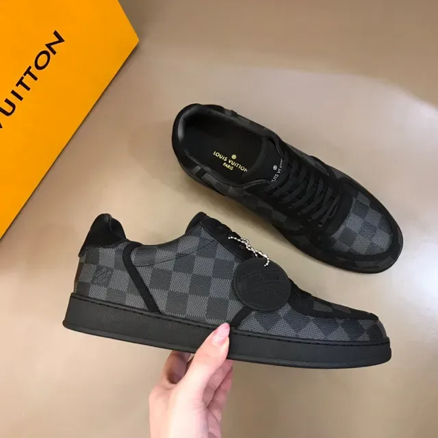 Louis Vuitton LV Trainer Black Gray Monogram Canvas Checkerboard Pattern Lifestyle Sneakers 6