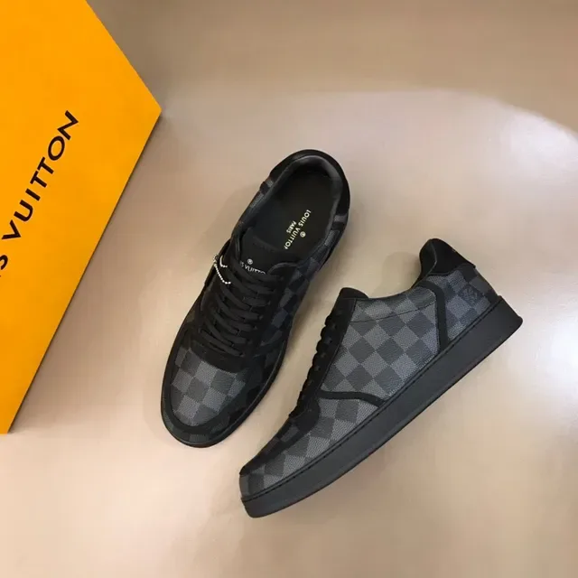Louis Vuitton LV Trainer Black Gray Monogram Canvas Checkerboard Pattern Lifestyle Sneakers 8