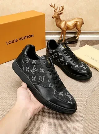 Louis Vuitton LV Trainer Black Gray Monogrammed Textile Smooth Leather Lifestyle Sneakers 4