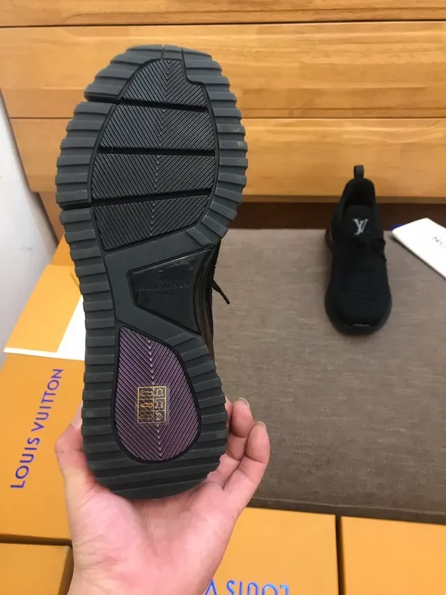 Louis Vuitton LV Trainer Black Purple Knit Upper Sculpted Midsole Lifestyle Sneakers 4
