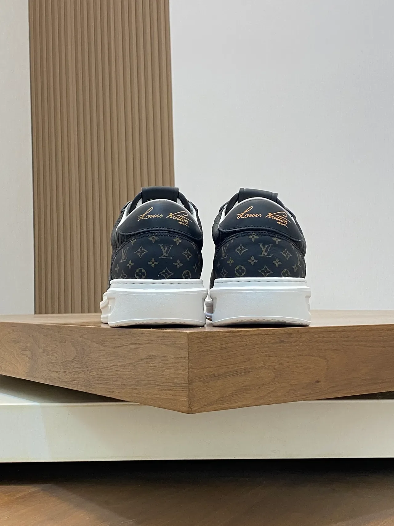 Louis Vuitton LV Trainer Black White Monogram Canvas Embossed Logo Lifestyle Sneakers 3