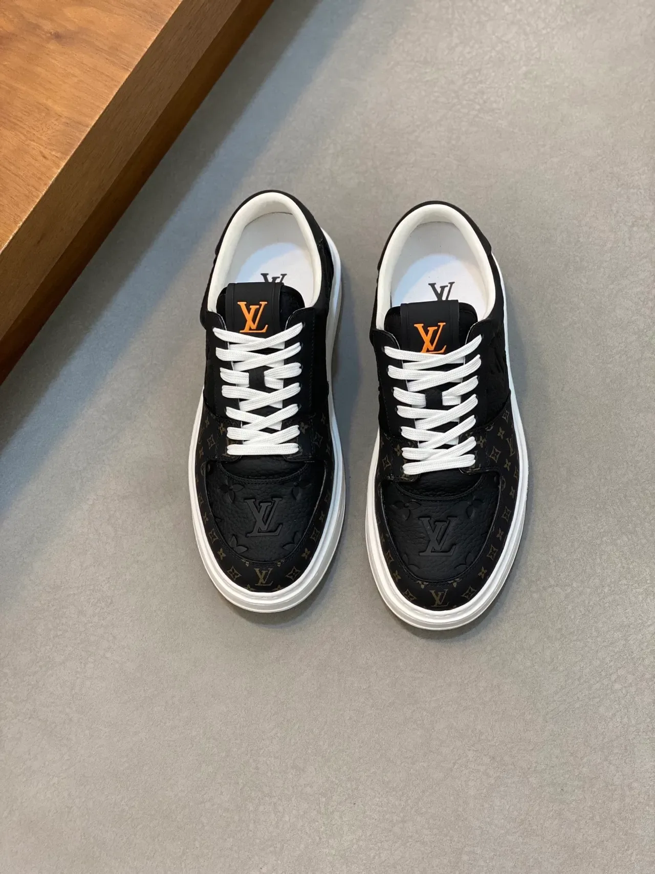 Louis Vuitton LV Trainer Black White Monogram Canvas Embossed Logo Lifestyle Sneakers 5