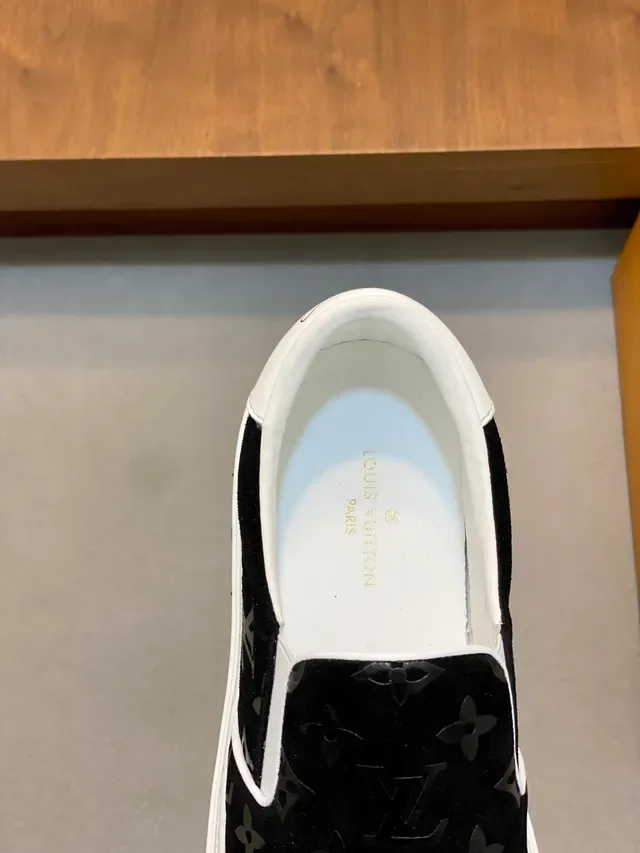 Louis Vuitton LV Trainer Black White Slip-On Monogram Canvas Lifestyle Sneakers 4