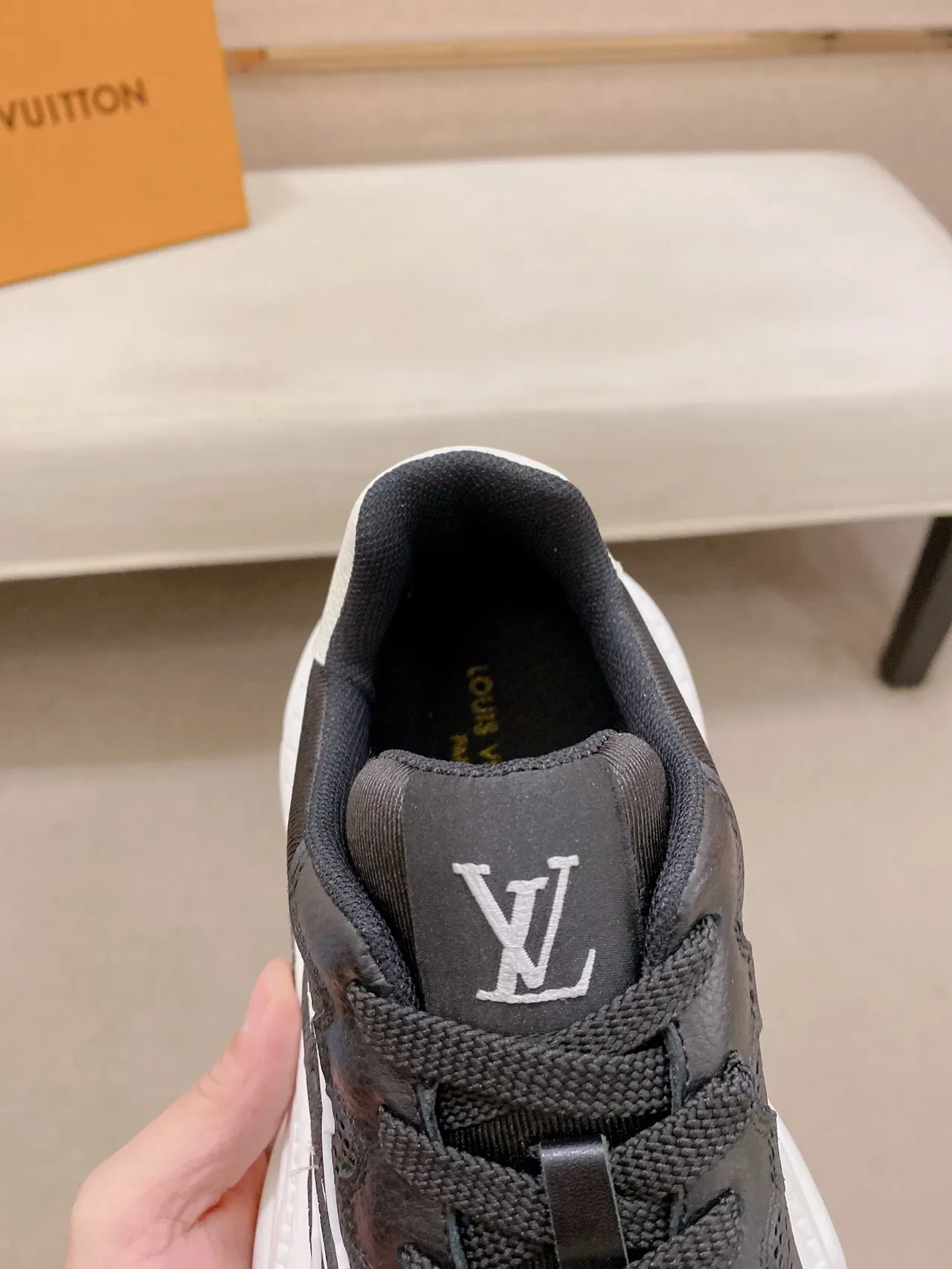 Louis Vuitton LV Trainer Black White Sole Mesh And Leather Upper Chunky Sneakers 4
