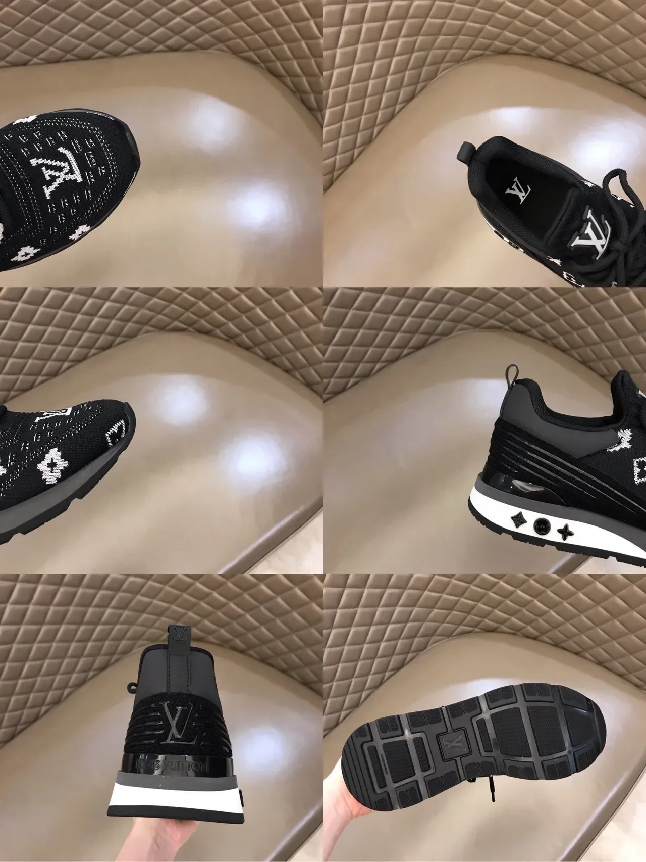 Louis Vuitton LV Trainer Preto Branco Transparente Calcanhar Unidade Ar Motivos Embossados Tênis Lifestyle 2