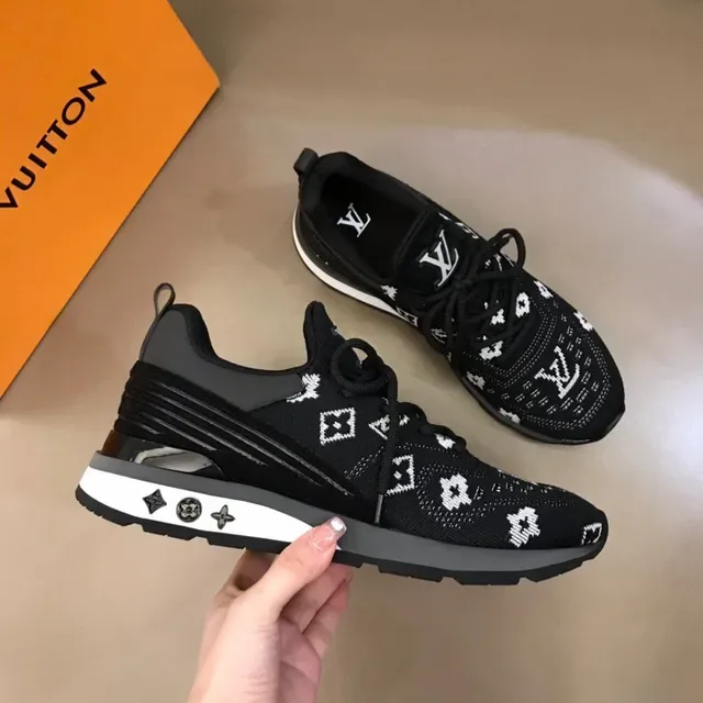 Louis Vuitton LV Trainer Preto Branco Transparente Calcanhar Unidade Ar Motivos Embossados Tênis Lifestyle 6