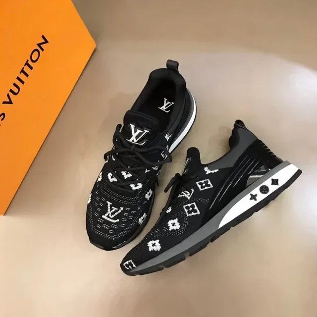 Louis Vuitton LV Trainer Preto Branco Transparente Calcanhar Unidade Ar Motivos Embossados Tênis Lifestyle 8