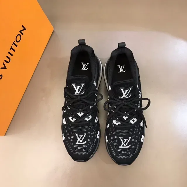 Louis Vuitton LV Trainer Preto Branco Transparente Calcanhar Unidade Ar Motivos Embossados Tênis Lifestyle 9