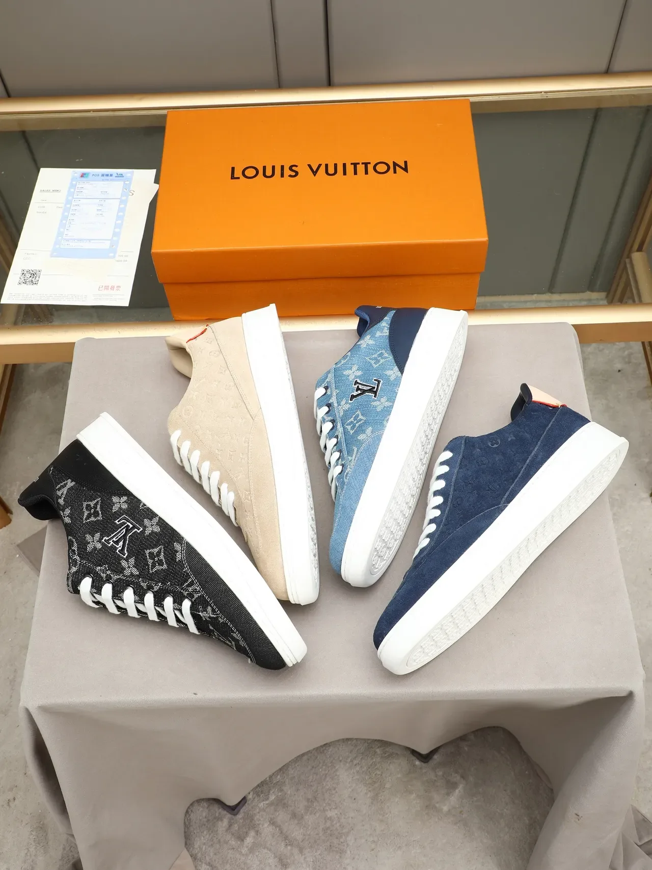 Louis Vuitton LV Trainer Blue Navy Denim Upper Monogrammed Embroidery Lifestyle Sneakers 2