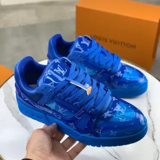 Louis Vuitton LV Trainer Blue Transparent TPU Upper Monogram-Print Overlay Lifestyle Sneakers