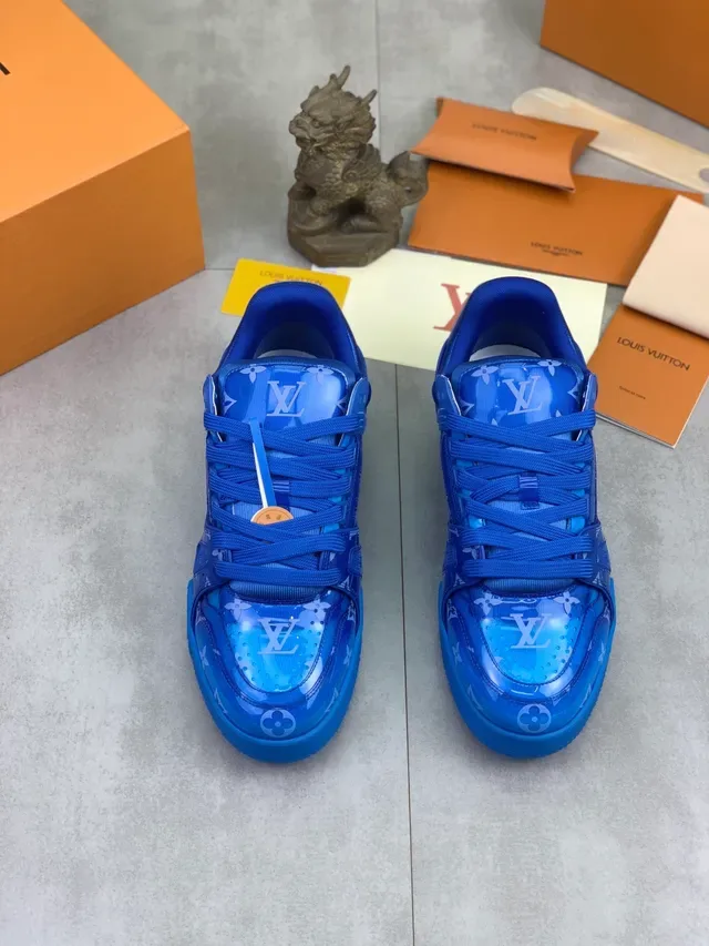 Louis Vuitton LV Trainer Sneakers Lifestyle Bleu Transparent TPU Overlay d'Impression Monogram 4