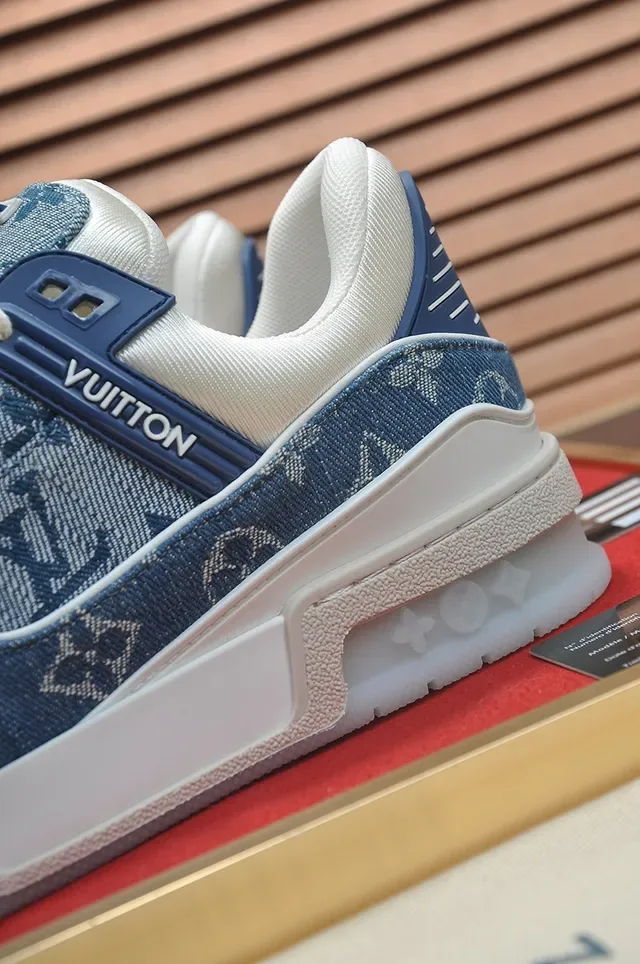 Louis Vuitton LV Trainer Blue White Denim Monogram Upper Chunky Sculpted Midsole Lifestyle Sneakers 2