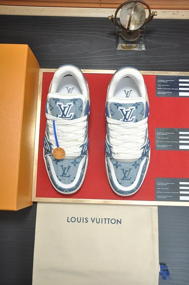 Louis Vuitton LV Trainer Blue White Denim Monogram Upper Chunky Sculpted Midsole Lifestyle Sneakers 5