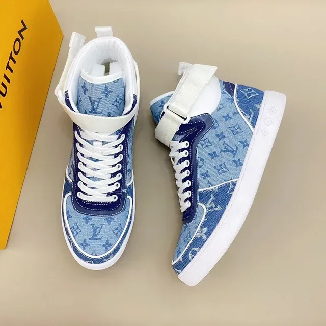 Louis Vuitton LV Trainer Blue White Monogrammed Denim High-Top Lifestyle Sneakers 8