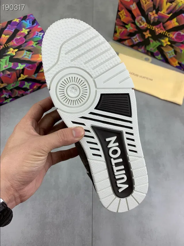 Louis Vuitton LV Trainer Brown Beige Monogram Jacquard Upper Wide Motif Strap Lifestyle Sneakers 3