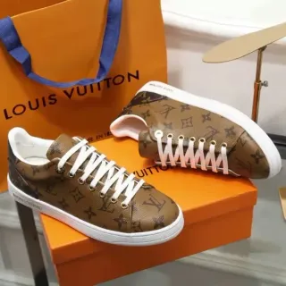 Louis Vuitton LV Trainer Marrón Blanco Monogram Lona Superior Cordones Lifestyle Sneakers