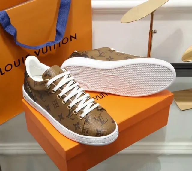 Louis Vuitton LV Trainer Brown White Monogram Canvas Upper Laces Lifestyle Sneakers 2