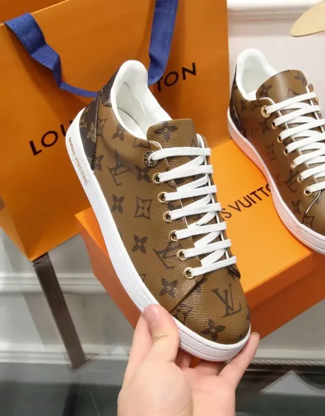 Louis Vuitton LV Trainer Brown White Monogram Canvas Upper Laces Lifestyle Sneakers 4