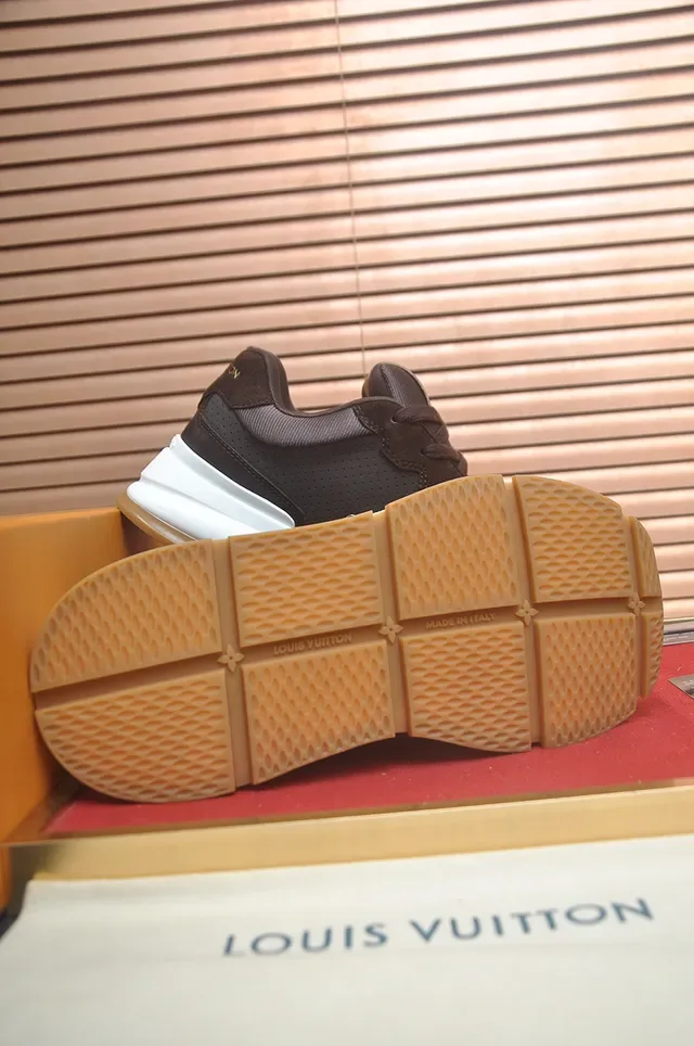 Louis Vuitton LV Trainer Brown White Perforated Upper Raised Monogram Lifestyle Sneakers 3
