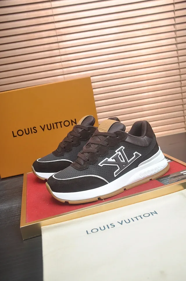 Louis Vuitton LV Trainer Brown White Perforated Upper Raised Monogram Lifestyle Sneakers 4