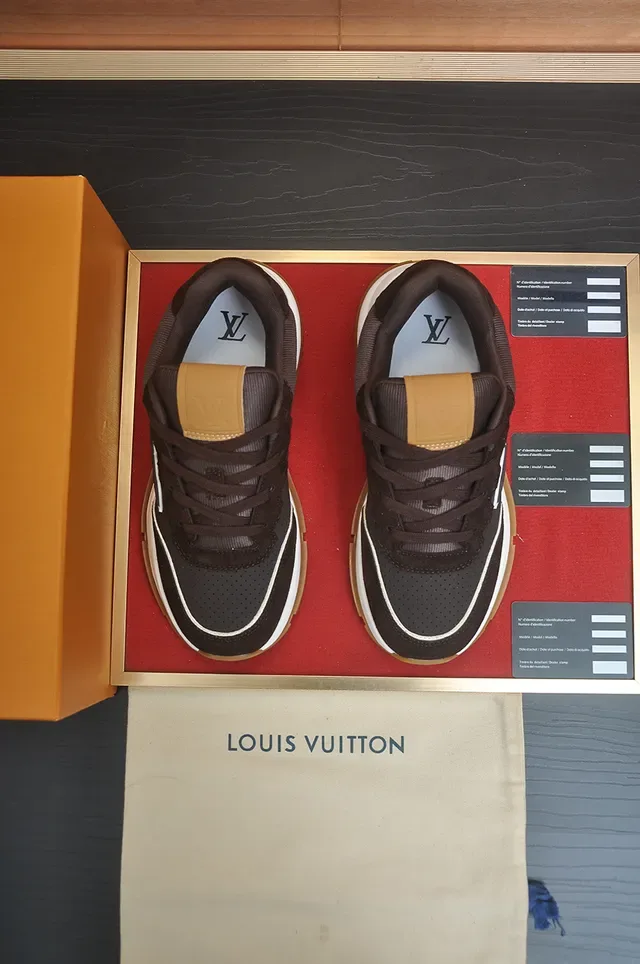 Louis Vuitton LV Trainer Brown White Perforated Upper Raised Monogram Lifestyle Sneakers 5