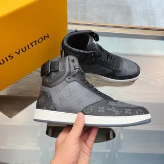 Louis Vuitton LV Trainer Gray Black High-Top Monogram Canvas Lifestyle Sneakers
