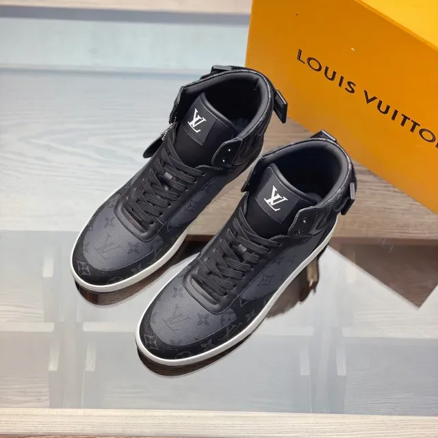 লুইস ভিটন LV Trainer ধূসর কালো হাই-টপ মোনোগ্রাম ক্যানভাস লাইফস্টাইল স্নিকার্স 4