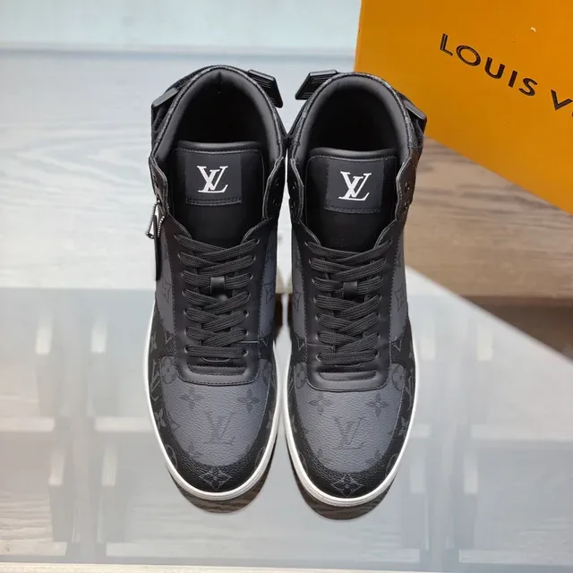লুইস ভিটন LV Trainer ধূসর কালো হাই-টপ মোনোগ্রাম ক্যানভাস লাইফস্টাইল স্নিকার্স 9