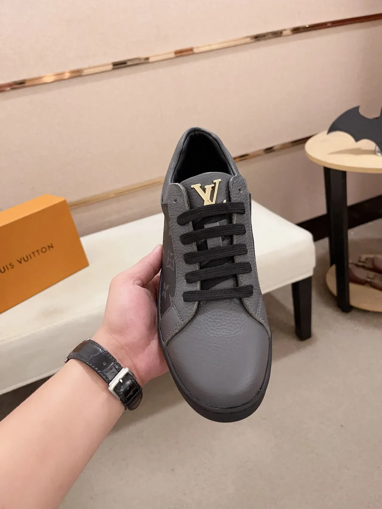 Louis Vuitton LV Trainer Gray Black Monogram-Coated Leather Low-Top Silhouette Lifestyle Sneakers 2