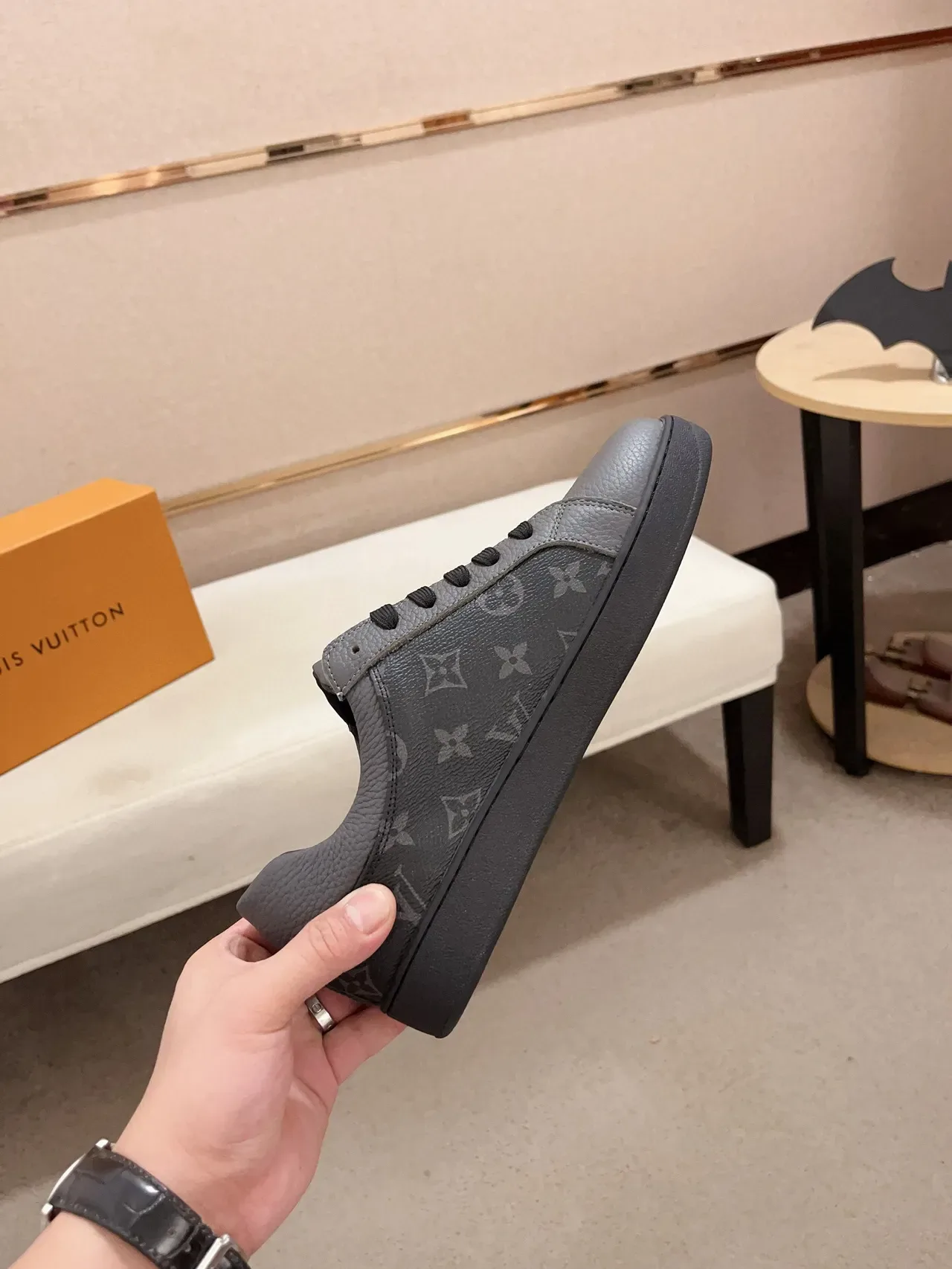 Louis Vuitton LV Trainer Gray Black Monogram-Coated Leather Low-Top Silhouette Lifestyle Sneakers 5