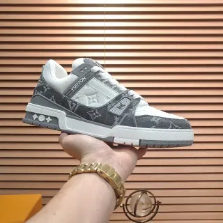 Louis Vuitton LV Trainer Gray White Monogram Canvas Layered Midsole Lifestyle Sneakers