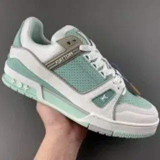 Louis Vuitton LV Trainer Green White Layered Midsole Perforated Mesh Upper Lifestyle Sneakers