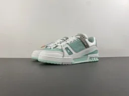 Louis Vuitton LV Trainer Vert Blanc Semelle Médiane Multicouche Maille Perforée Supérieure Sneakers Lifestyle 10