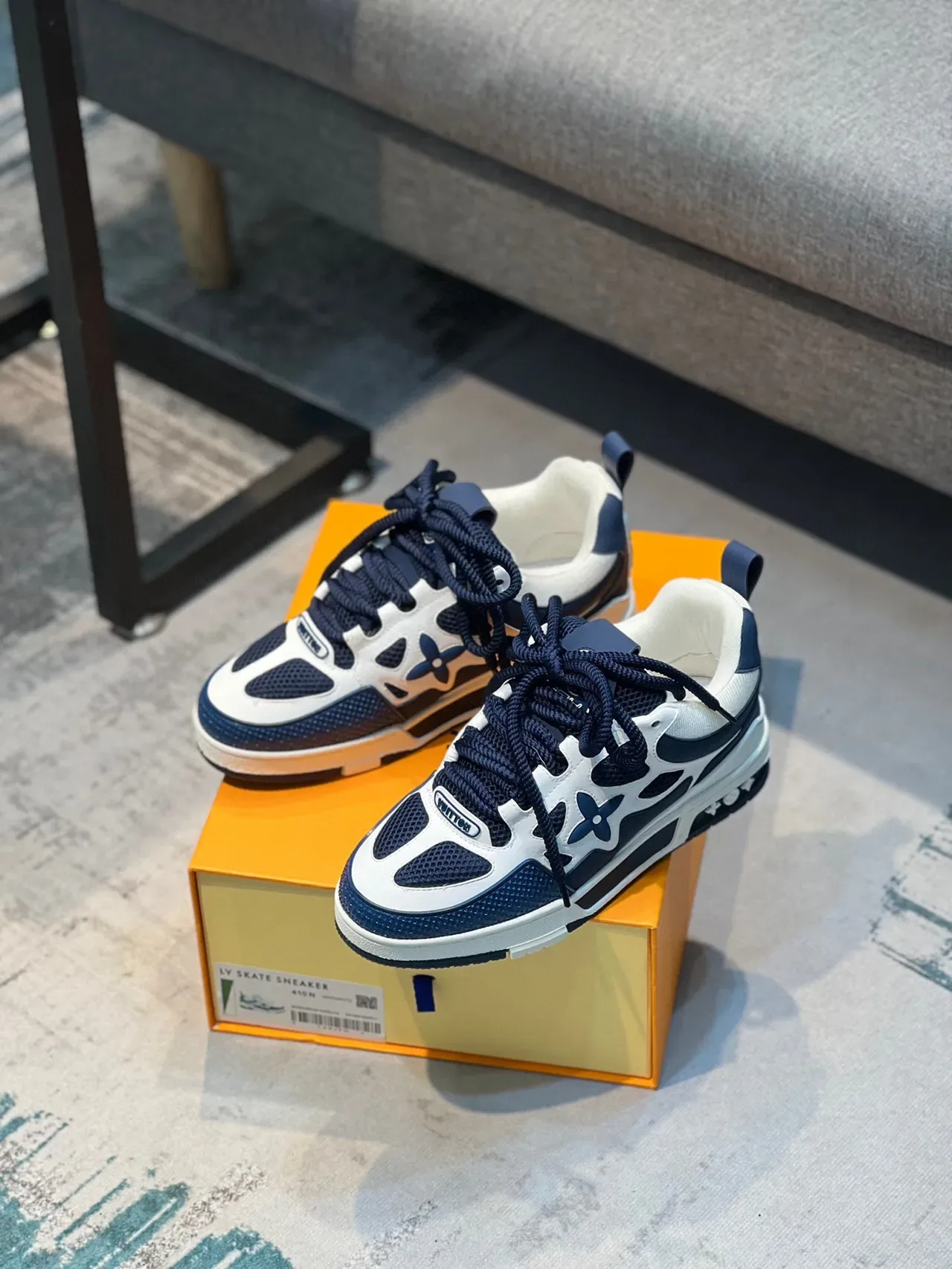 Louis Vuitton LV Trainer Navy White Layered Cage Construction Perforated Mesh Panels Lifestyle Sneakers 9