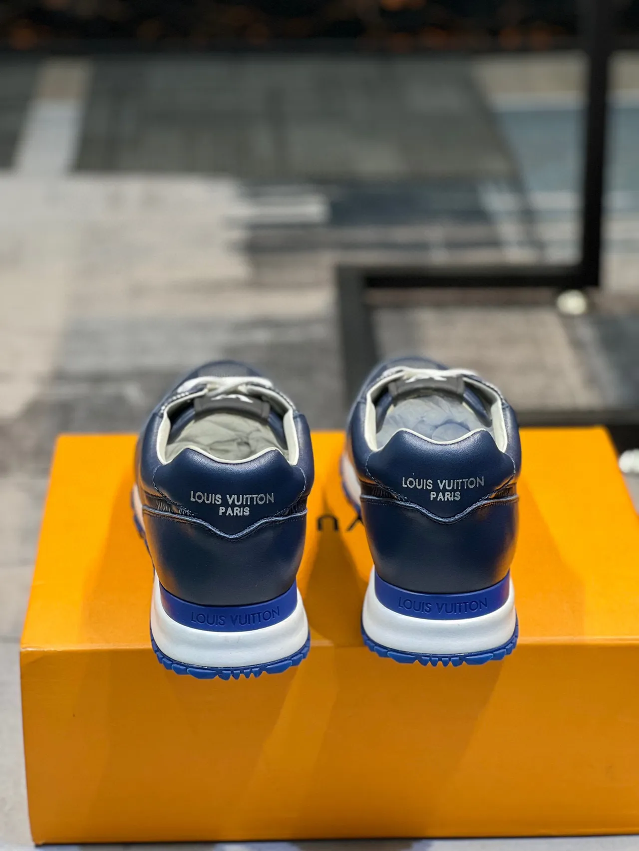 Louis Vuitton LV Trainer Navy White Leather Upper Perforated Checkerboard Panels Lifestyle Sneakers 2