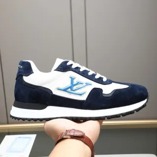 Louis Vuitton LV Trainer Navy White Two-Tone Suede And Leather Panel Construction Lifestyle Sneakers