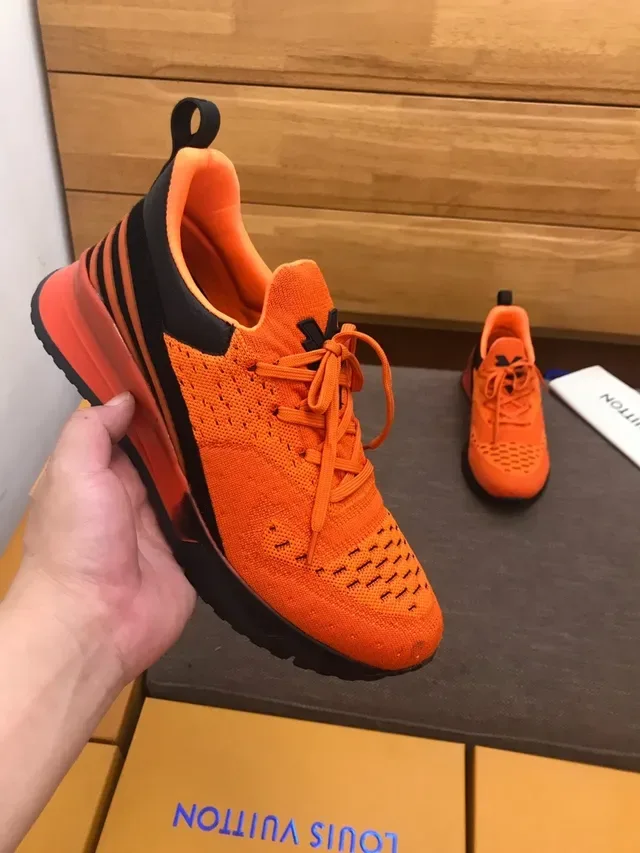 Louis Vuitton LV Trainer Orange Black Knit Upper Sculpted Midsole Lifestyle Sneakers 2