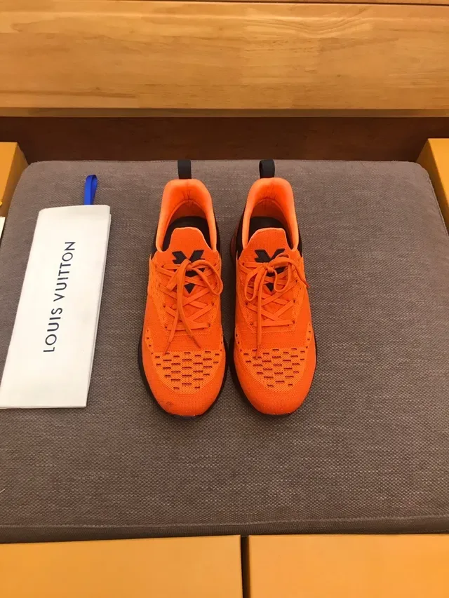 Louis Vuitton LV Trainer Orange Black Knit Upper Sculpted Midsole Lifestyle Sneakers 3