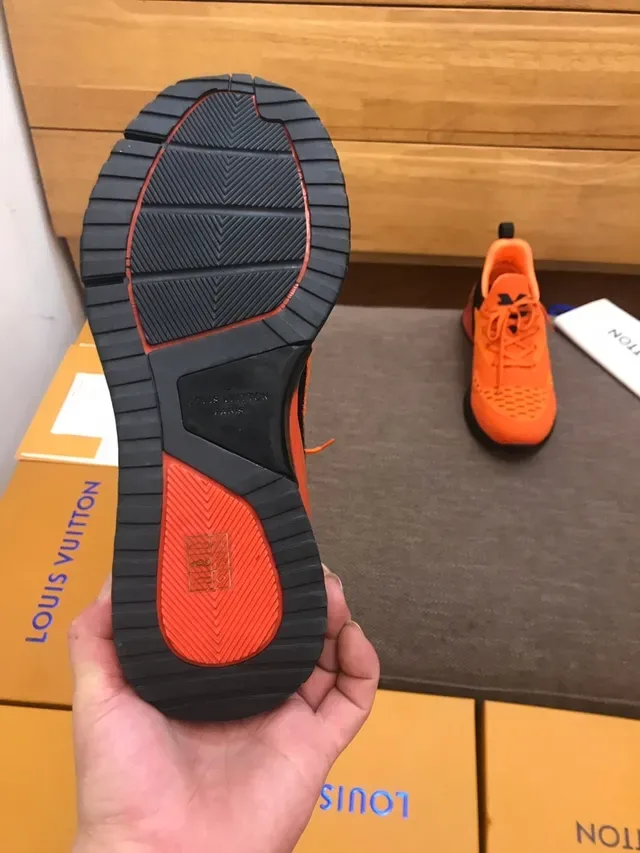Louis Vuitton LV Trainer Orange Black Knit Upper Sculpted Midsole Lifestyle Sneakers 5