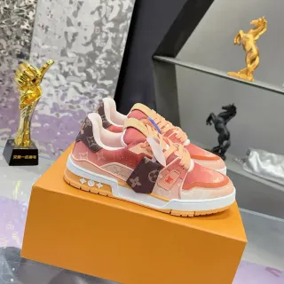 Louis Vuitton LV Trainer Pink Orange Monogram Canvas Layered Upper Lifestyle Sneakers