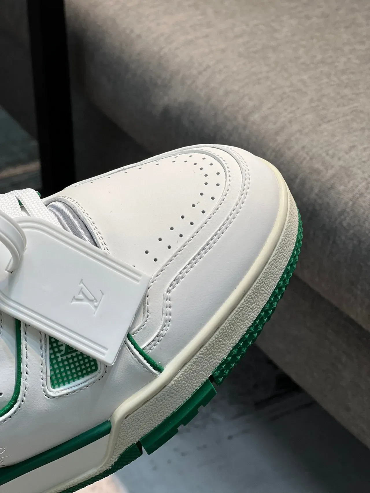 Louis Vuitton LV Trainer White and Green Lifestyle Sneakers 3