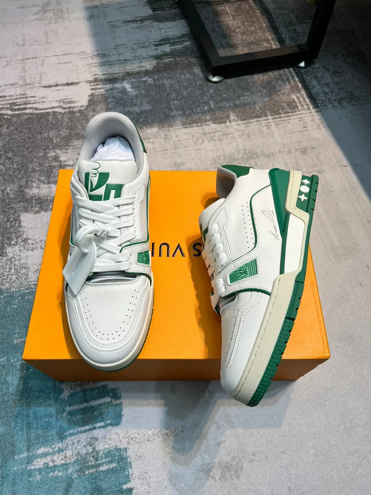 Louis Vuitton LV Trainer White and Green Lifestyle Sneakers 5