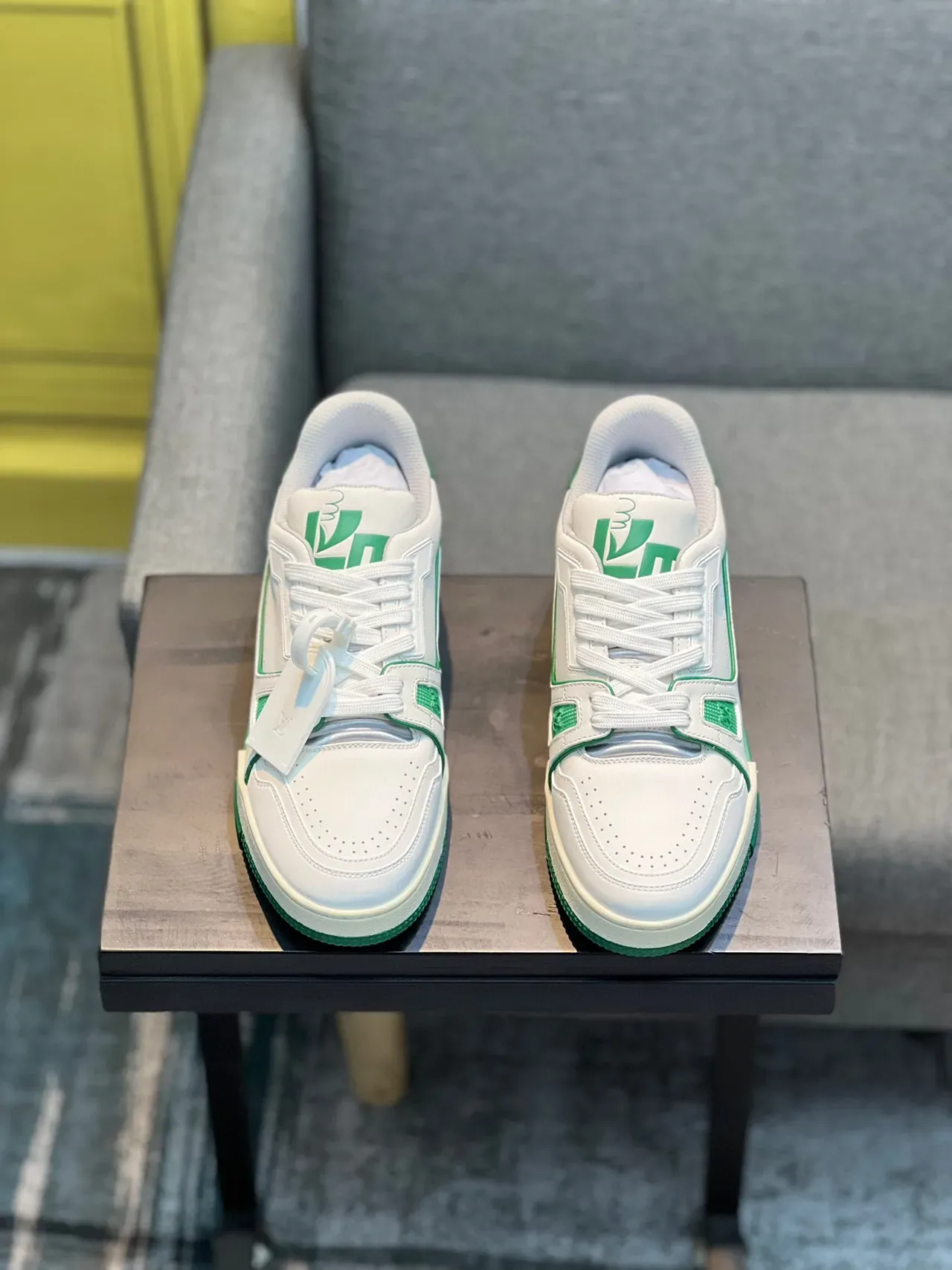 Louis Vuitton LV Trainer White and Green Lifestyle Sneakers 6
